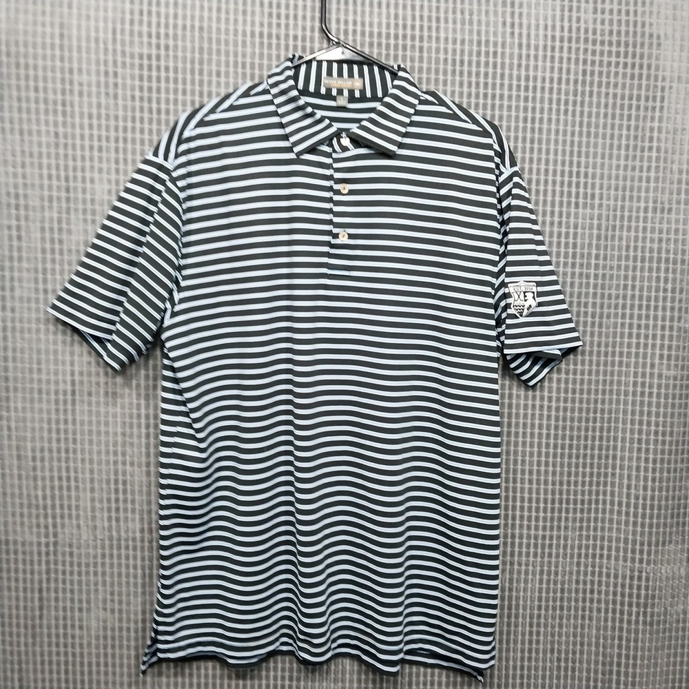 Peter Millar Polo Shirt Summer Comfort Striped Large Black Blue Mens‎